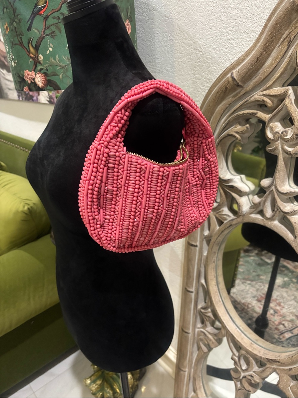 Pink Beaded Shoulder Bag - Stylish Women's Accessory